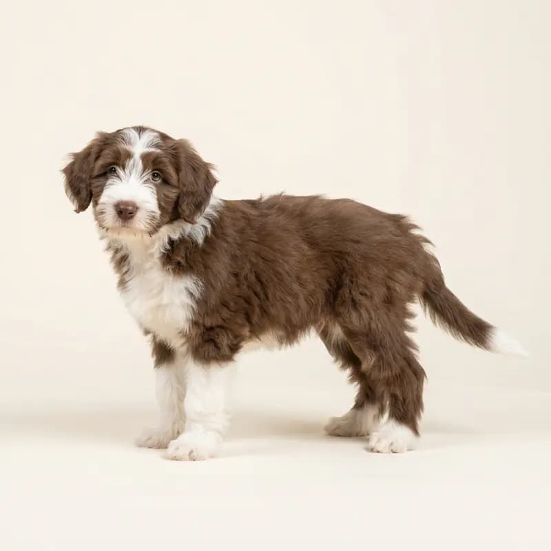 Collie barbudo Welpe in Marrón y blanco