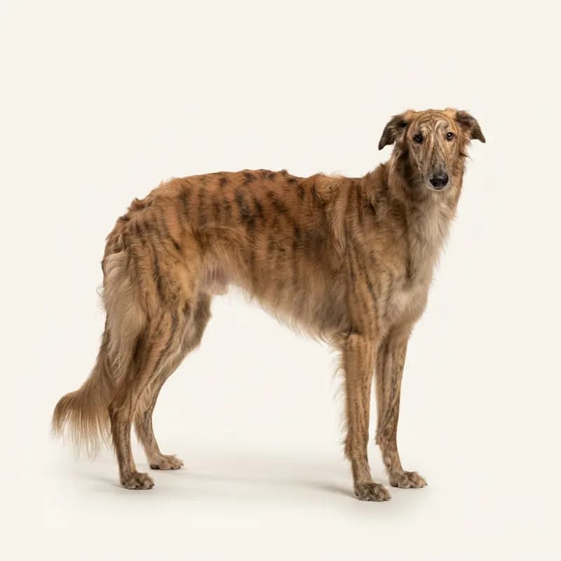 虎斑色的成年俄罗斯猎狼犬