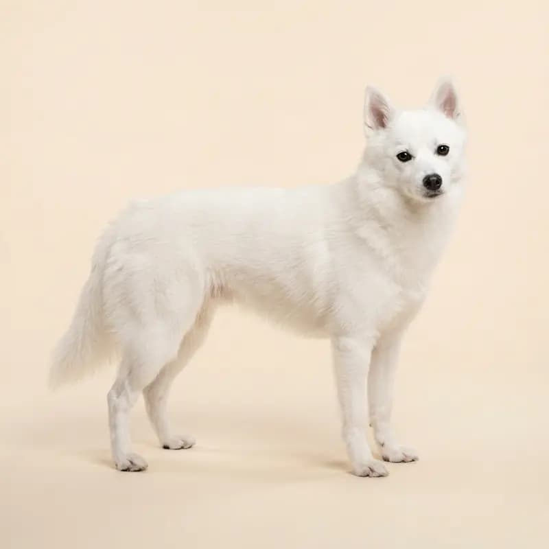 白色的成年阿拉斯加克利凯犬