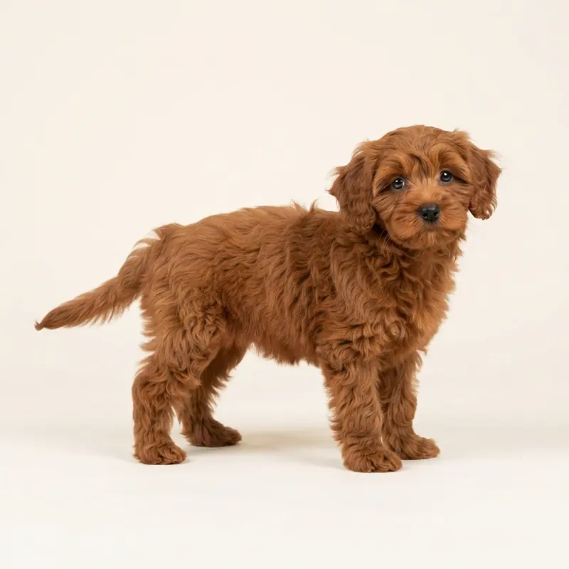 Shihpoo puppy in 红色