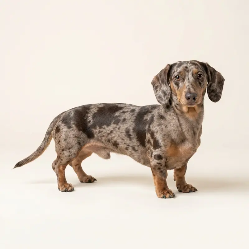 大理石色（Merle）的成年迷你腊肠犬