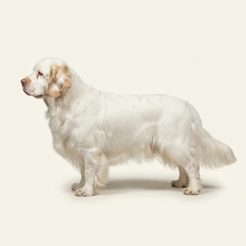 长毛毛型的克伦伯猎犬