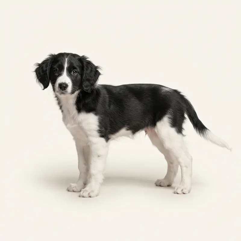 荷兰库伊克雄杰犬 Welpe in 黑白色