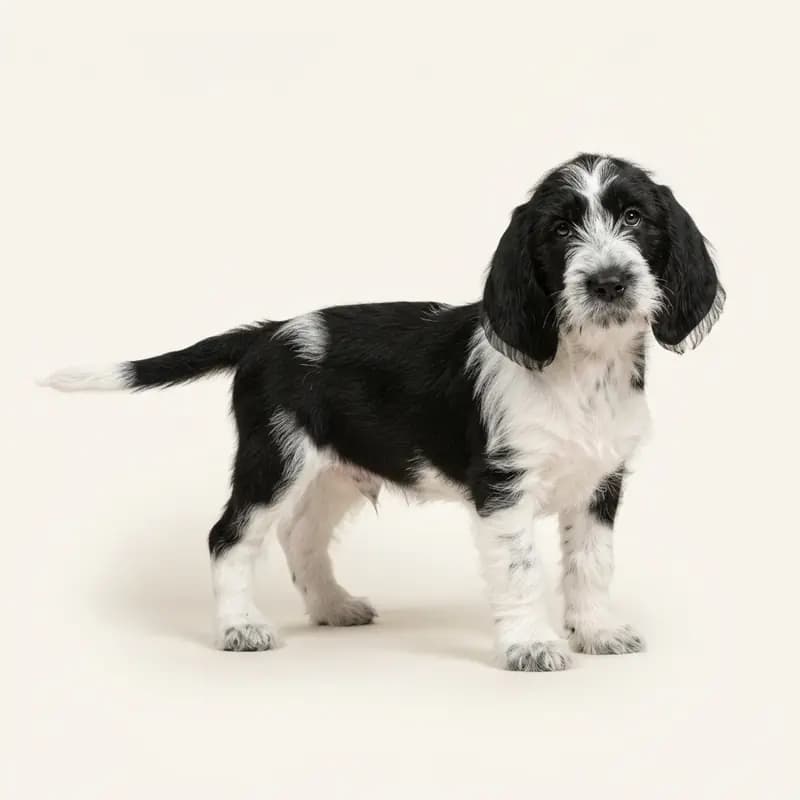 Büyük Basset Griffon Vendeen Welpe in Siyah-beyaz