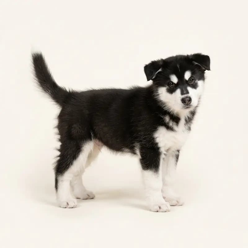 Alaskan Malamute Welpe in Schwarz-Weiß