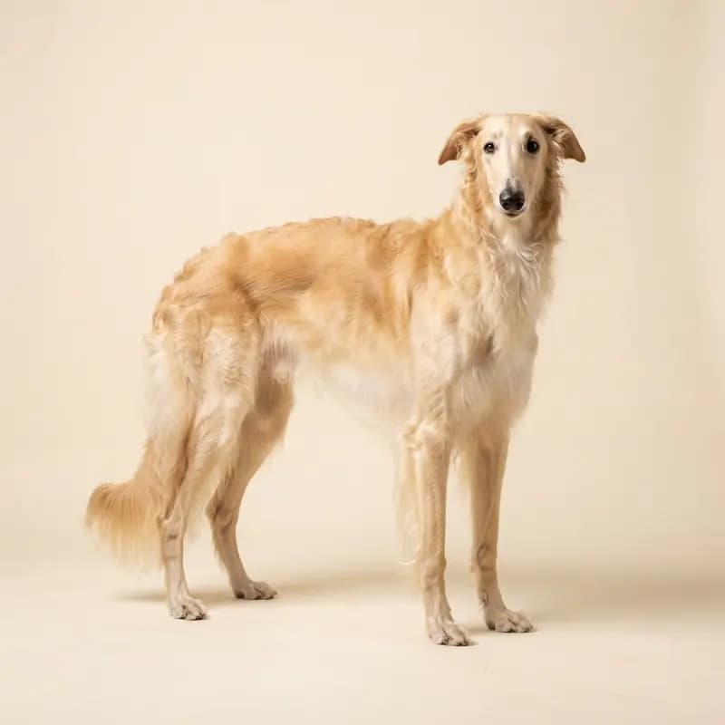 浅黄褐色的成年俄罗斯猎狼犬