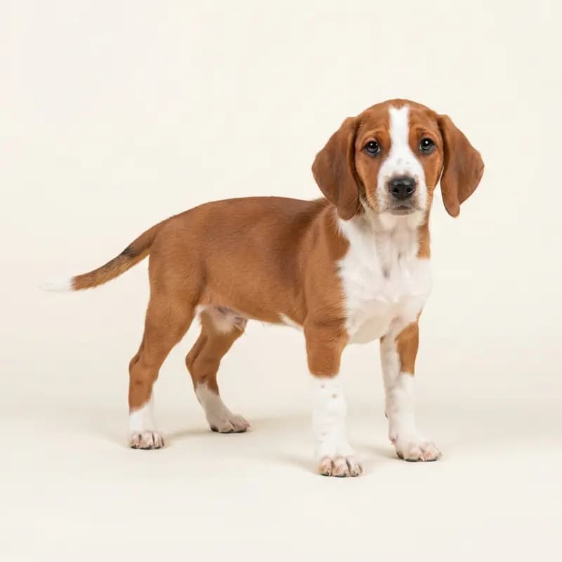 蒂罗尔猎犬 Welpe in 红白色