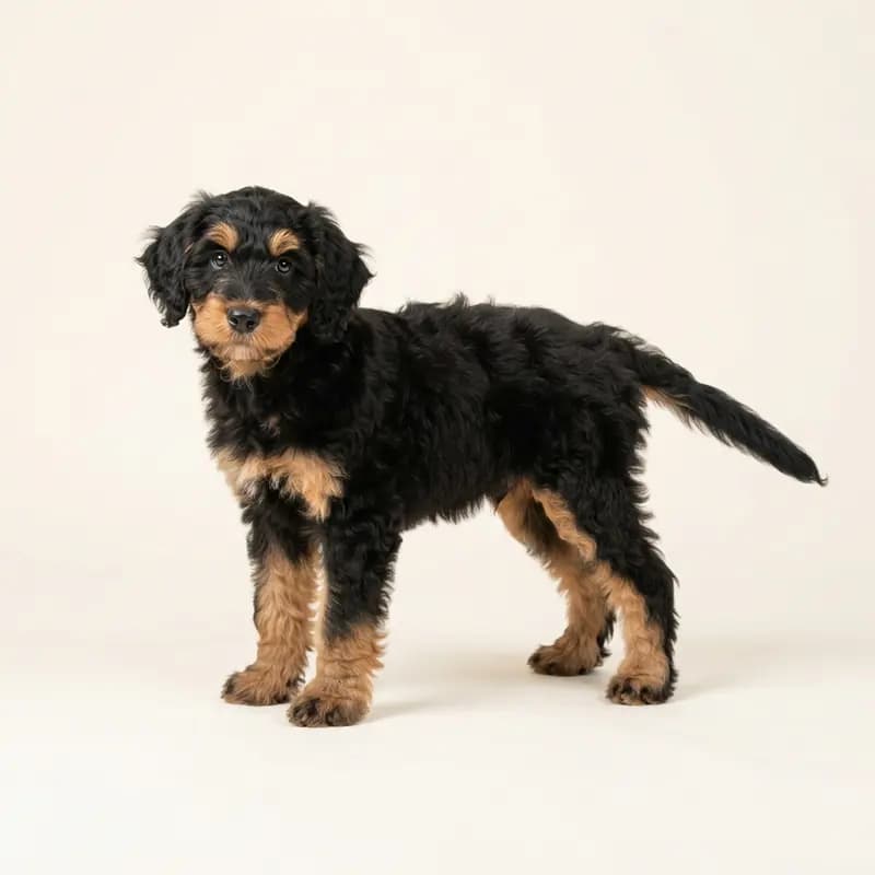 Aussiedoodle Welpe in Negro y fuego