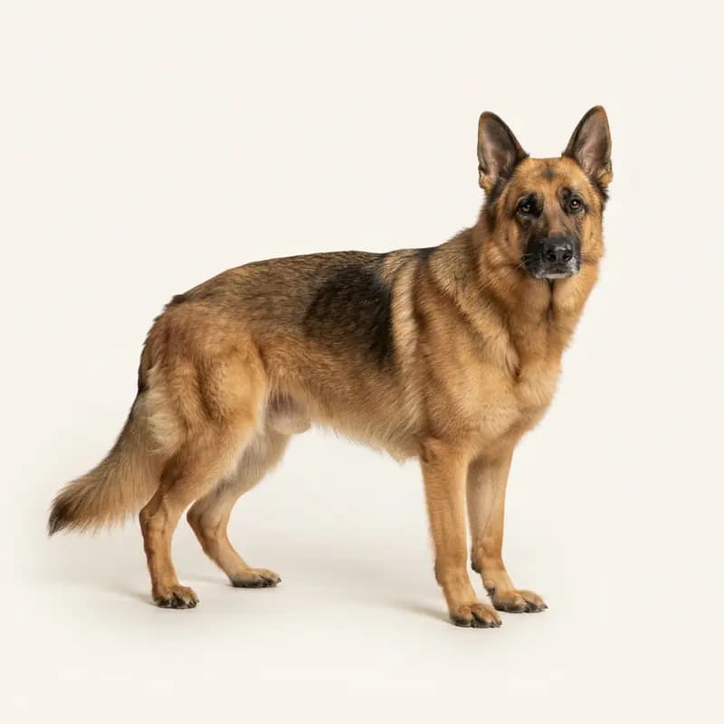 Samur renginde yetişkin Eski Alman Çoban Köpeği