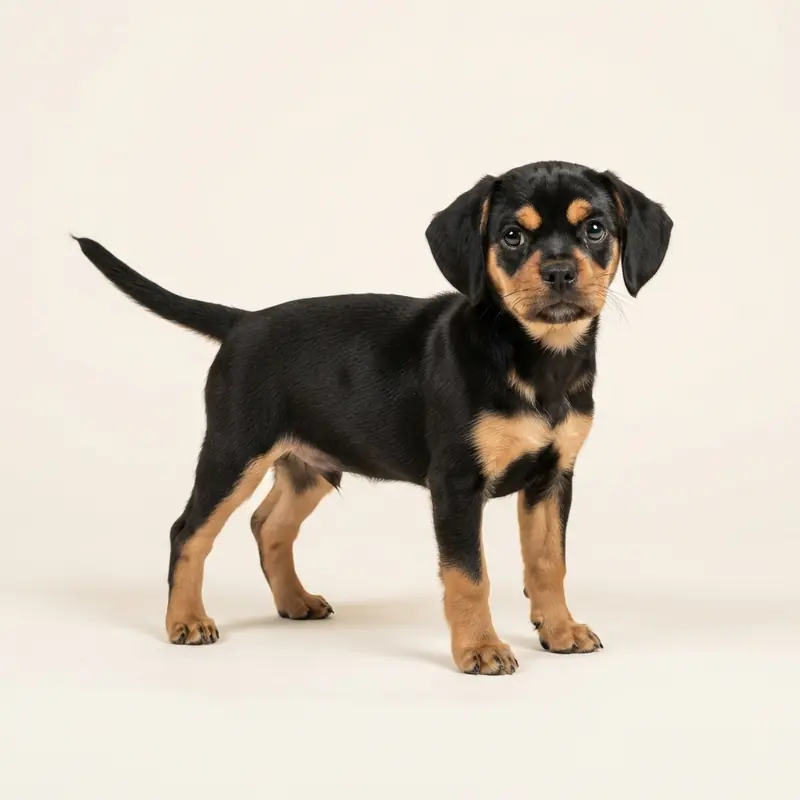 Puggle puppy in 黑褐双色