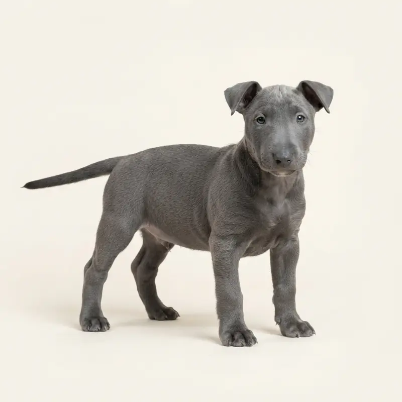 Bull Terriër-pup in Blauw