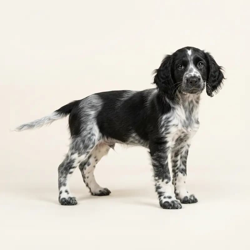 Spaniel azul de Picardía Welpe in Negro y blanco