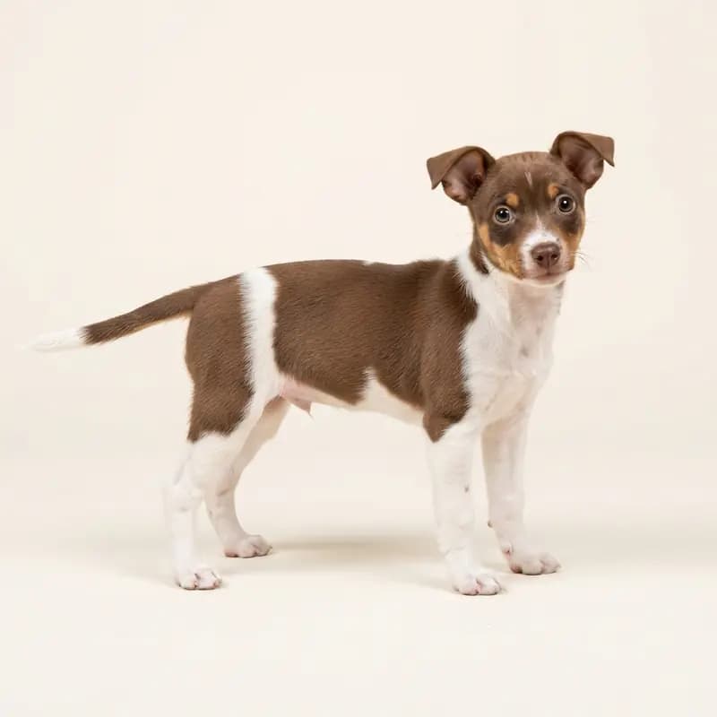 Rat Terrier Welpe in Bianco e marrone