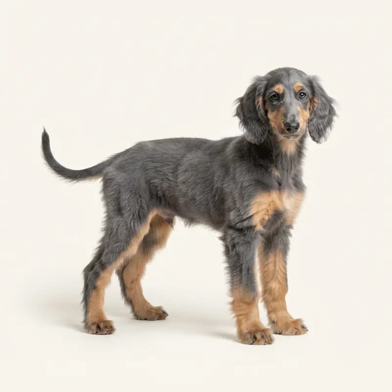 Afghanischer Windhund Welpe in Blau mit Loh