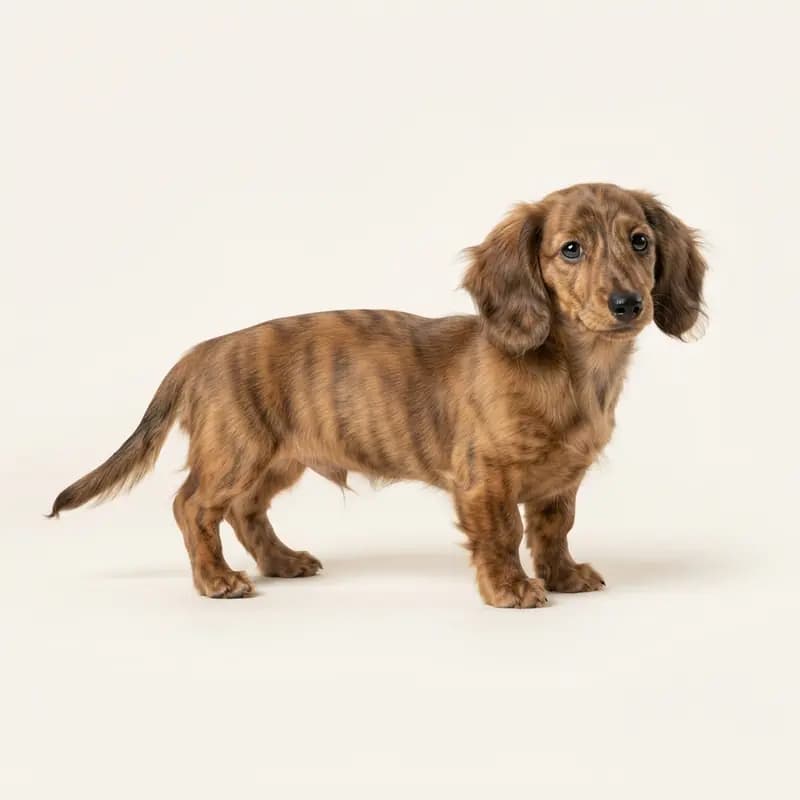 Minyatür Dachshund (uzun tüylü) Welpe in Çizgili (brindle)