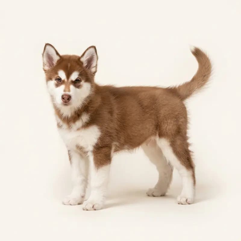 Alaskan Malamute Welpe in Rot-Weiß