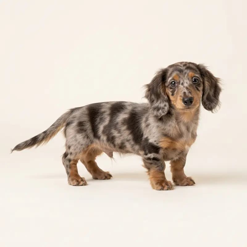 腊肠犬（长毛） Welpe in 大理石色（Merle）