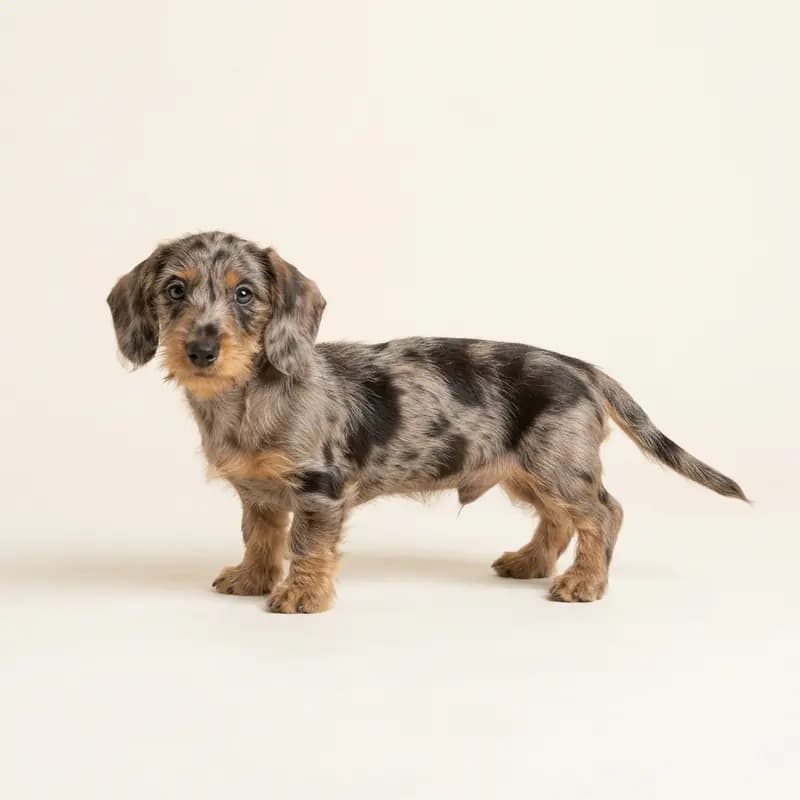 迷你腊肠犬（刚毛） Welpe in 大理石色（Merle）