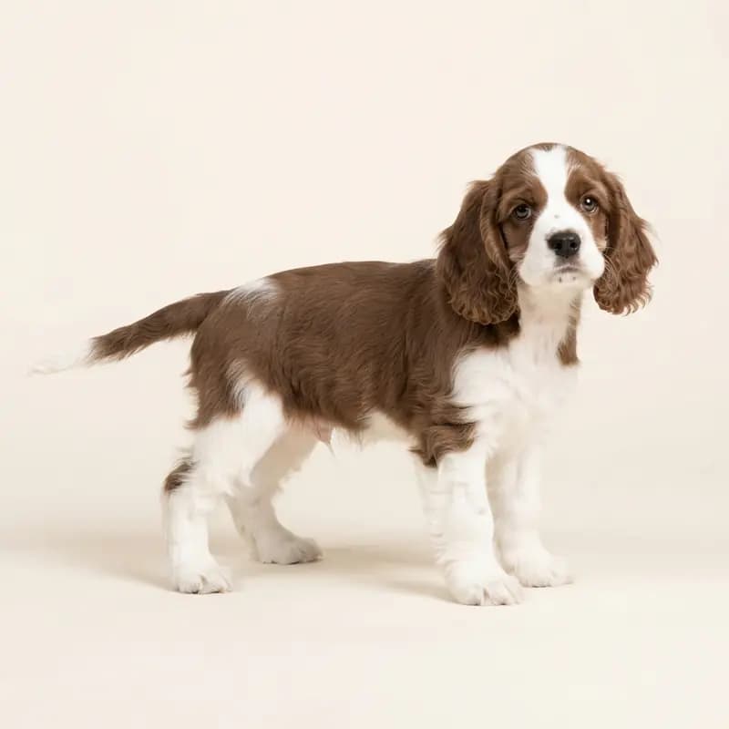 美国可卡犬 Welpe in 棕白色