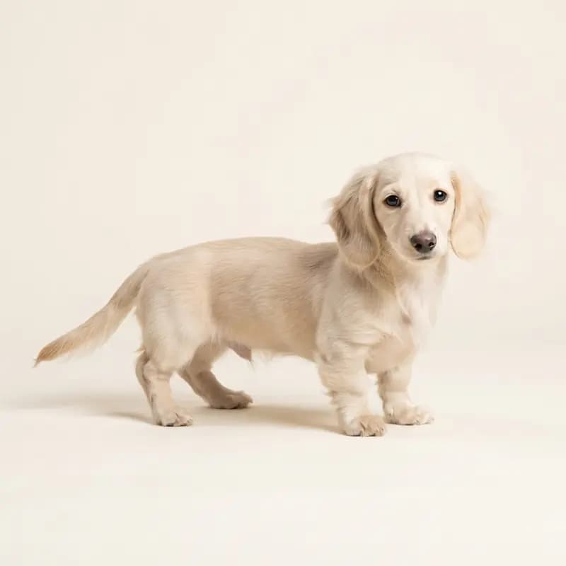 Minyatür Dachshund (uzun tüylü) Welpe in Krem