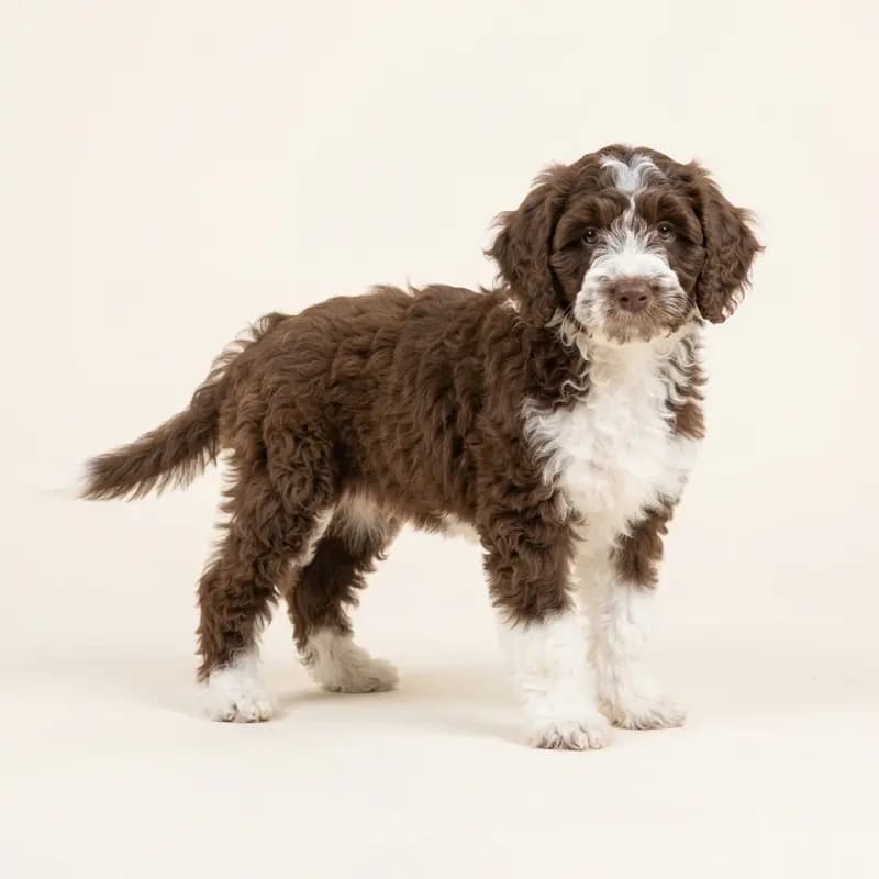 Cão de Água Português Welpe in Castanho e branco