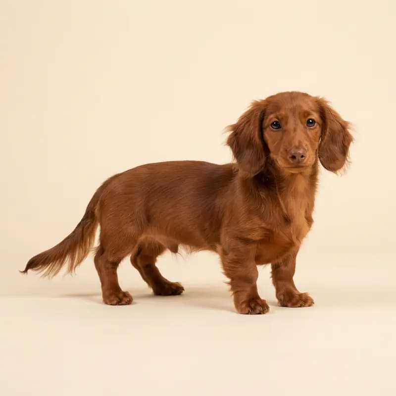 腊肠犬（长毛） Welpe in 红色