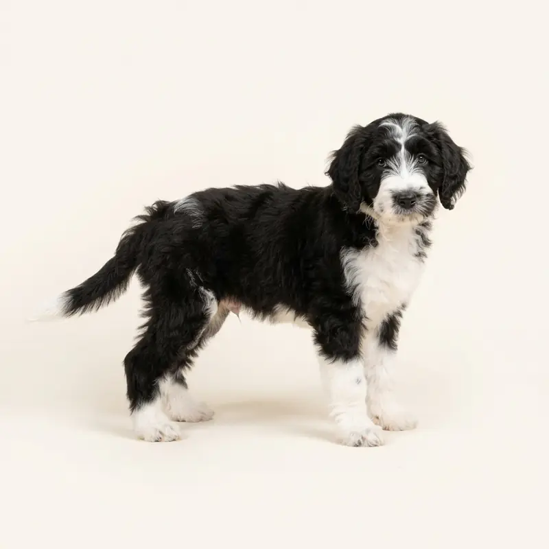 Sheepadoodle puppy in 黑白色