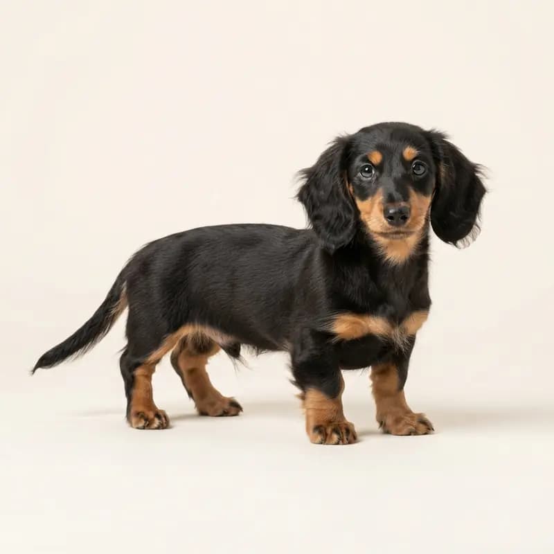 腊肠犬（长毛） Welpe in 黑褐双色