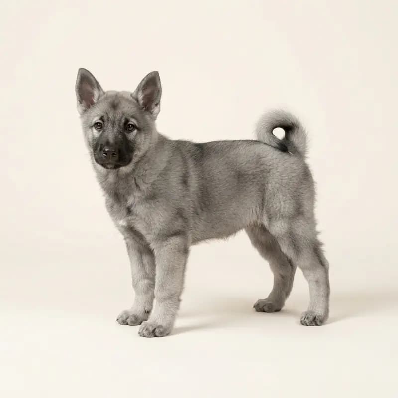 挪威猎麋犬 Welpe in 灰色