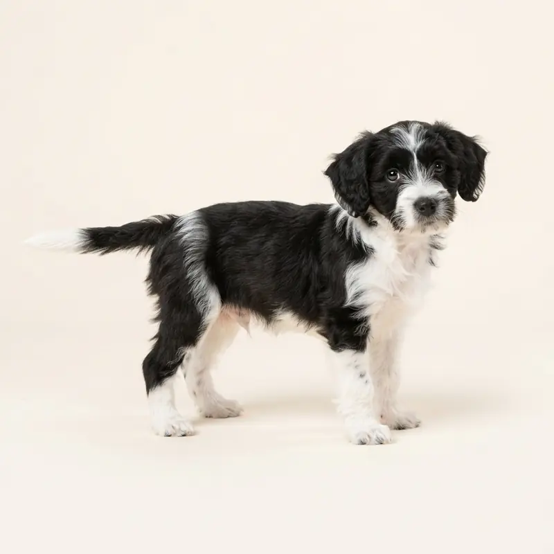 Jackapoo puppy in 黑白色