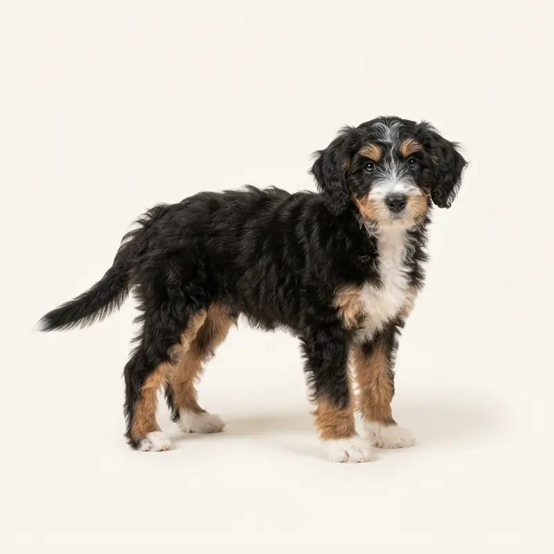 Bordoodle puppy in 三色