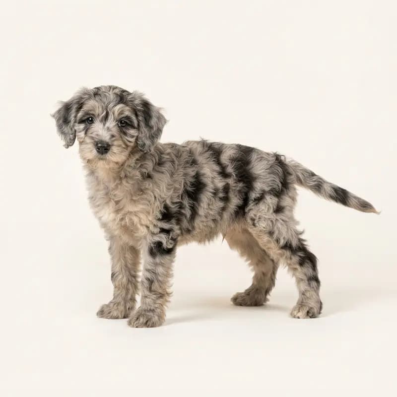 雪纳瑞贵宾犬（雪纳瑞 x 贵宾犬） Welpe in 大理石色（Merle）