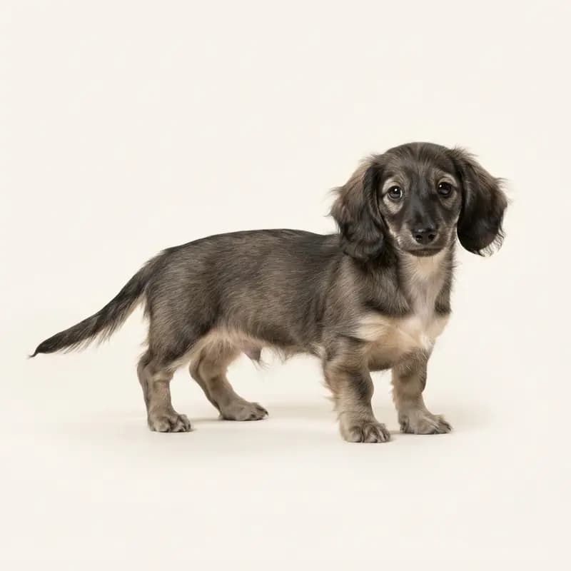 Minyatür Dachshund (uzun tüylü) Welpe in Yaban domuzu rengi
