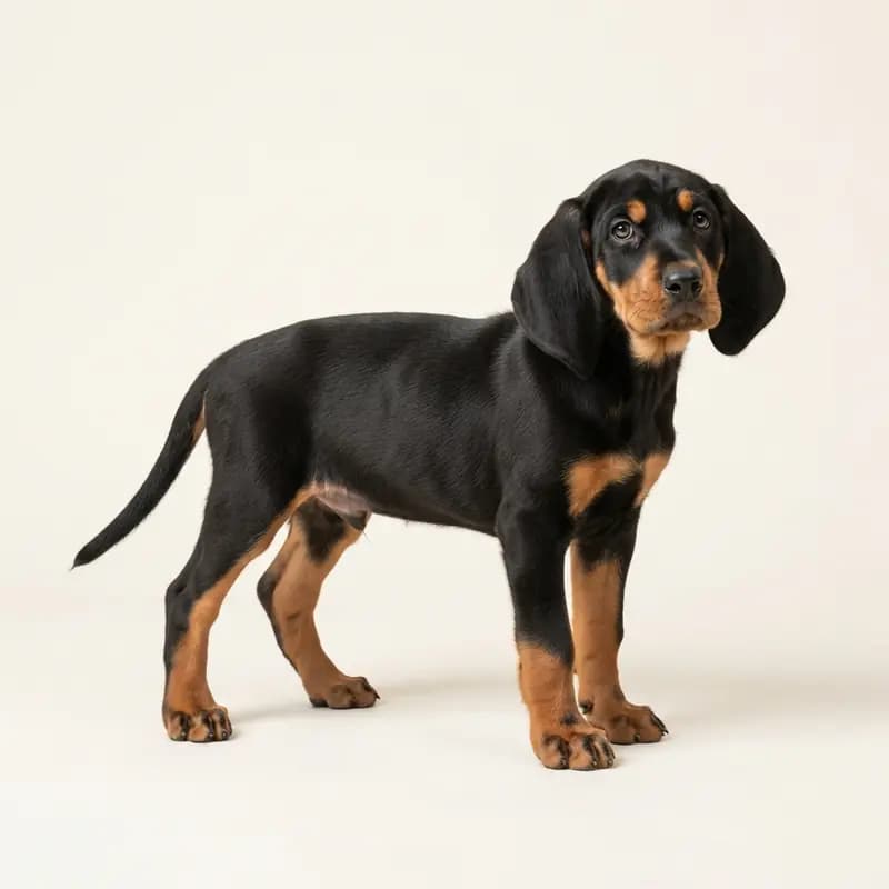 黑褐猎浣熊犬 Welpe in 黑褐双色
