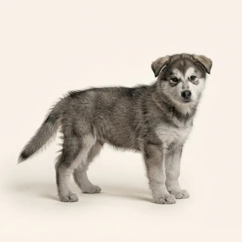 Alaskan Malamute Welpe in Wolfsgrau