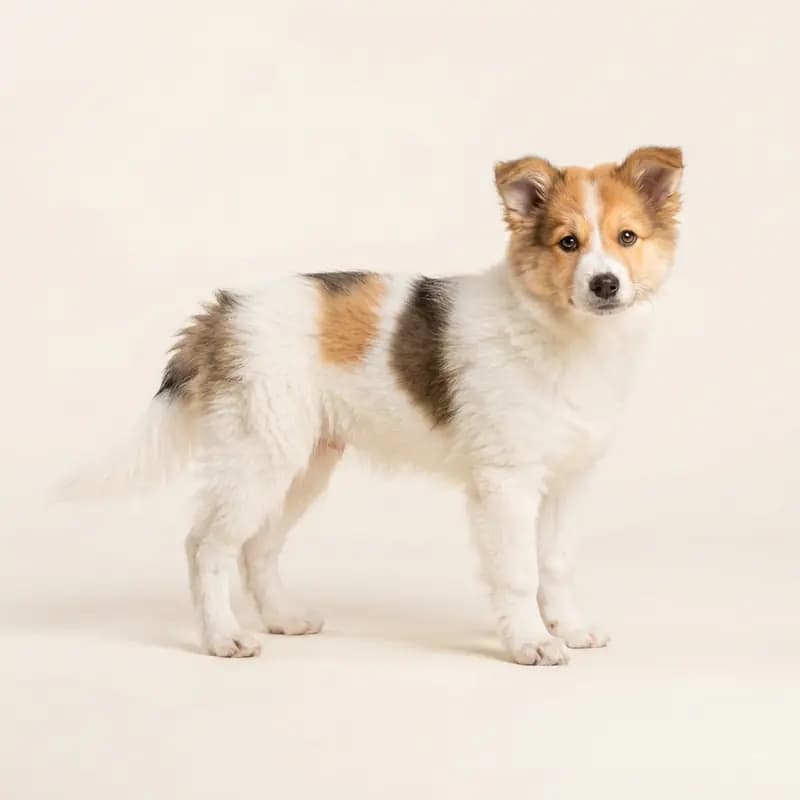 冰岛牧羊犬 Welpe in 花斑色