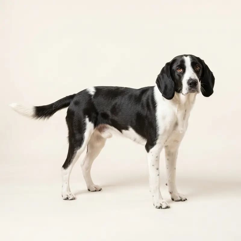 黑白色的成年阿列日猎犬
