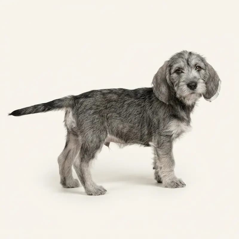 Pequeño Basset Grifón Vendeano Welpe in Gris lobo