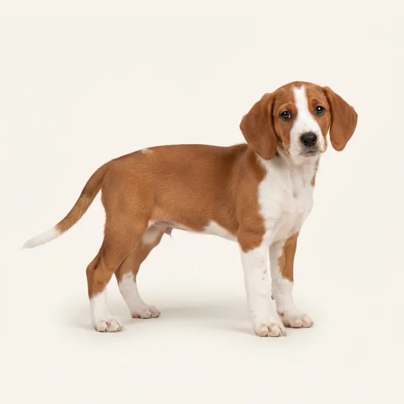 Small Schwyz Hound puppy in Red and white