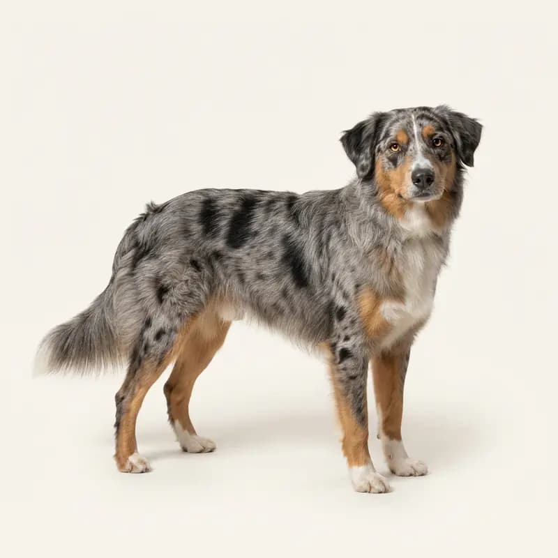 蓝色大理石（Blue Merle）的成年澳洲牧羊拉布拉多犬（澳大利亚牧羊犬 x 拉布拉多犬）