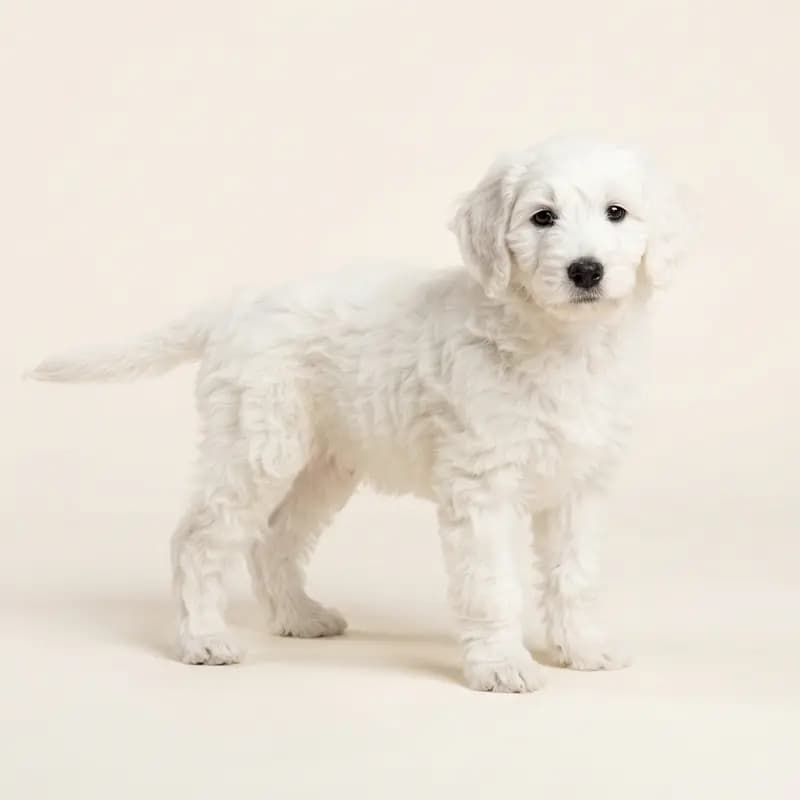 Aussiedoodle Welpe in Blanco