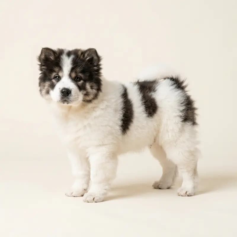 松狮犬 Welpe in 花斑色