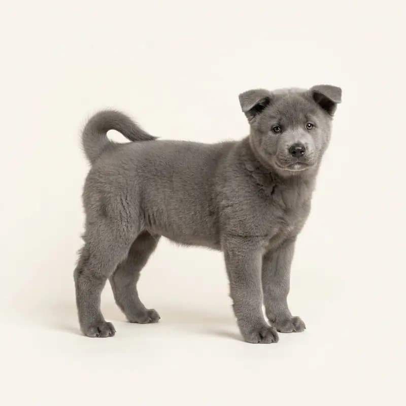 Akita americano Welpe in Gris