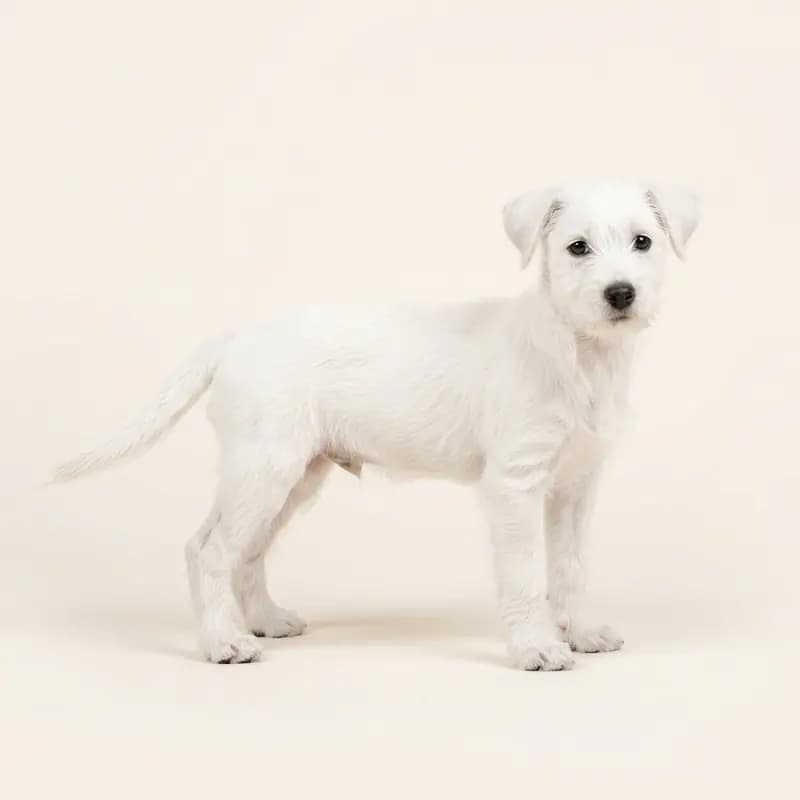 Podenco portugués pequeño de pelo duro Welpe in Blanco