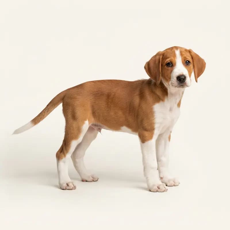 英国猎狐犬 Welpe in 红白色