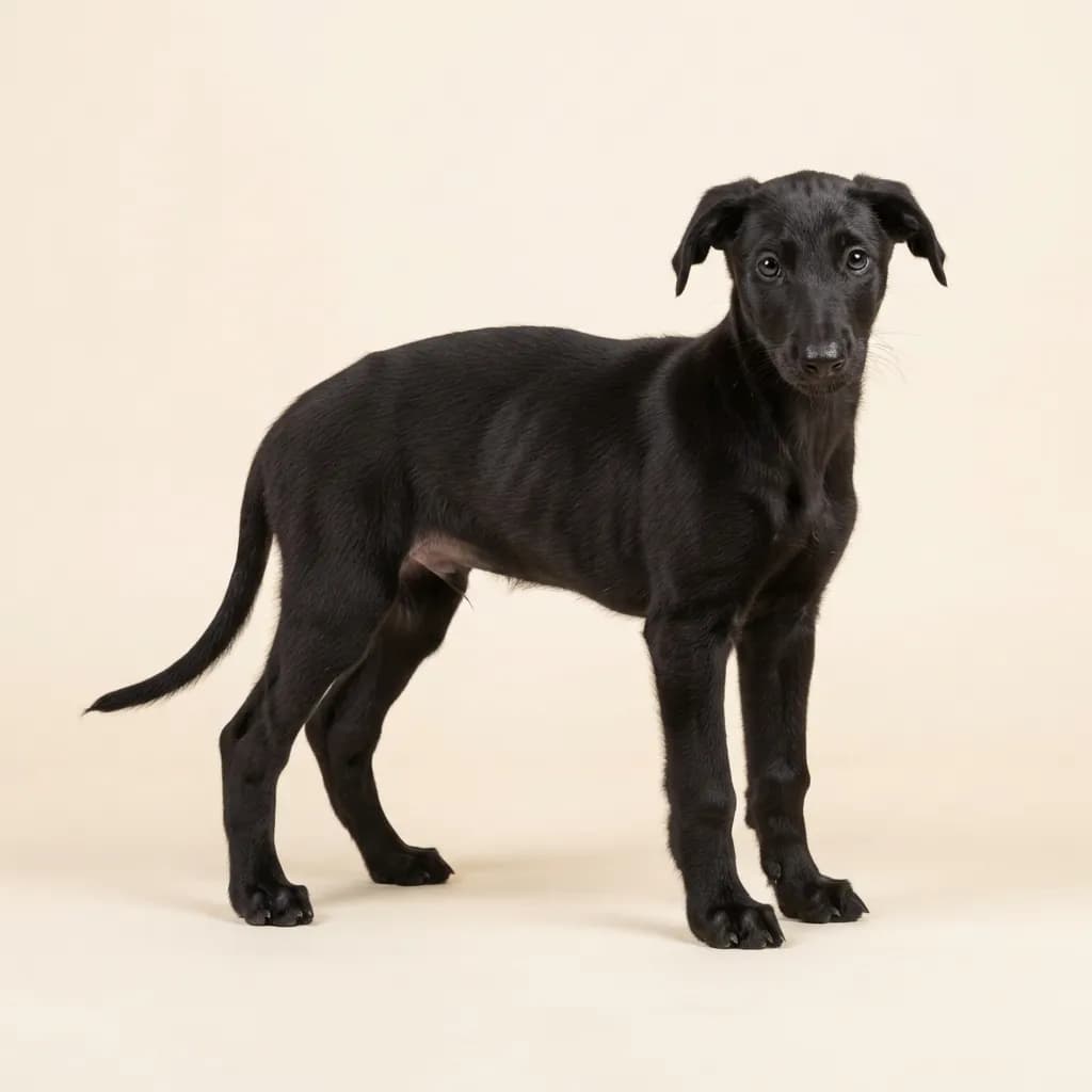Galgo Espanol in Schwarz — Fellfarbe und Aussehen