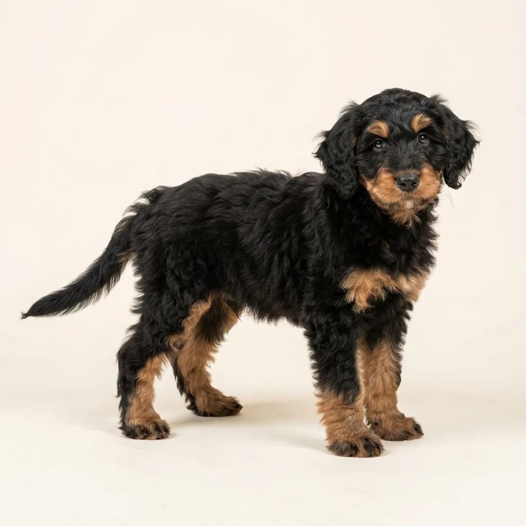 Goldendoodle in Schwarz mit Loh — Fellfarbe und Aussehen