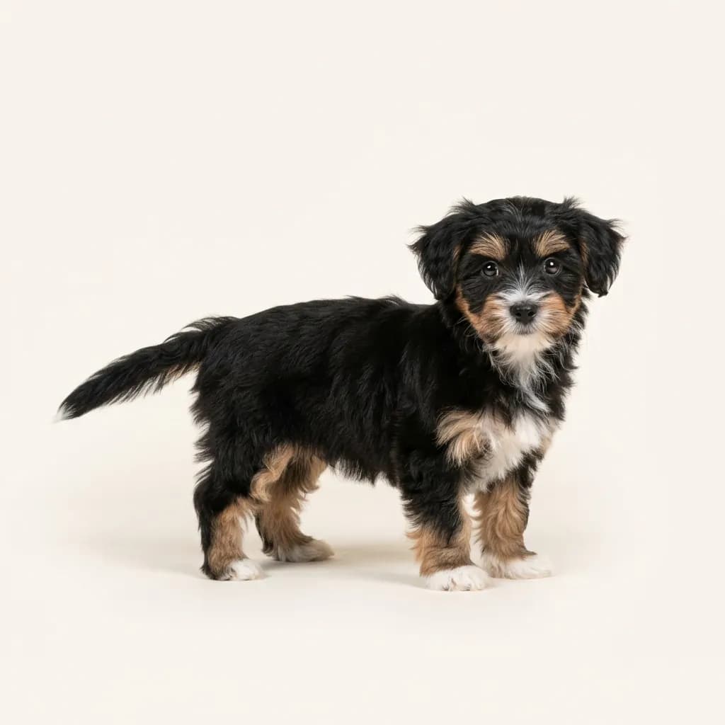 Morkie in Dreifarbig (Tricolor) — Fellfarbe und Aussehen