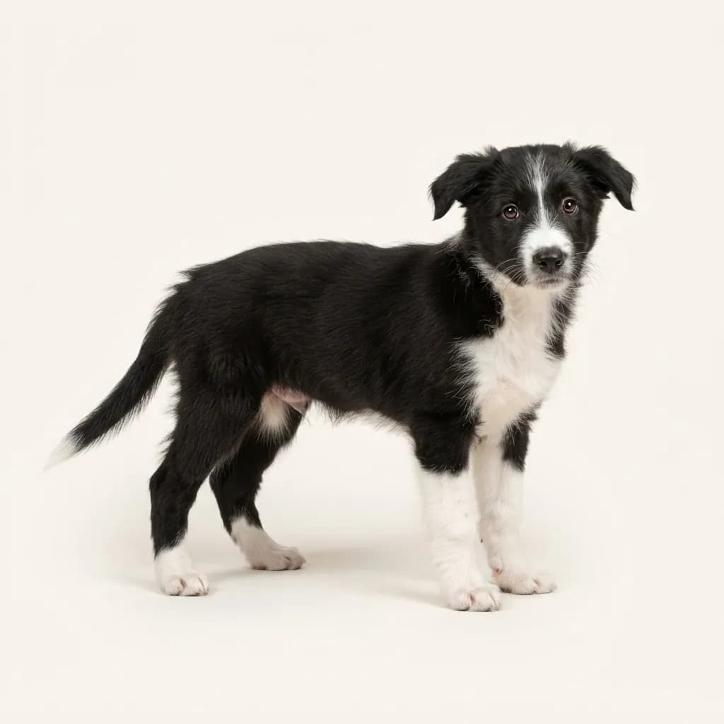 Black and white Pyrenean Shepherd (Smooth-faced) — coat colour and appearance