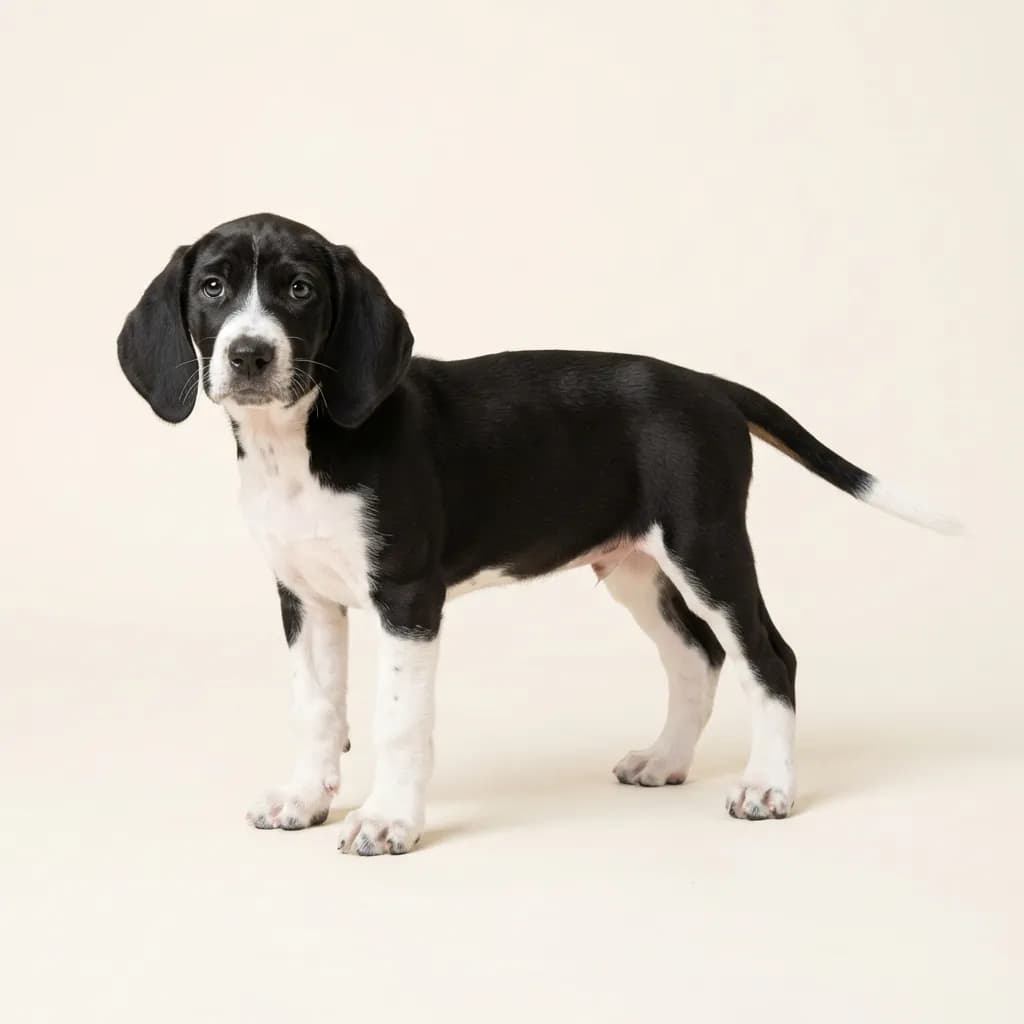 English Coonhound in Schwarz-Weiß — Fellfarbe und Aussehen